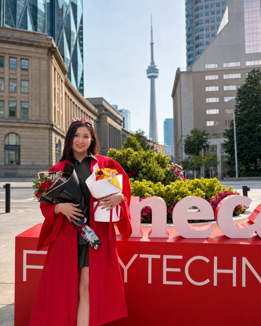 Farya, a GoKelisi student, celebrating her graduation in Toronto